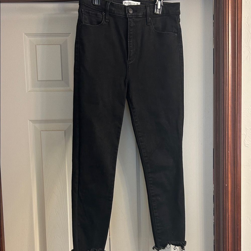 Abercrombie & Fitch The Super Skinny Ankle High Rise Black Jeans